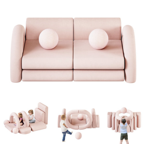 Isabelle & Max™ Modular Kids Play Couch, 12pcs Kids Couch With Balls And Tunnel For Playroom And Bedroom | Wayfair
