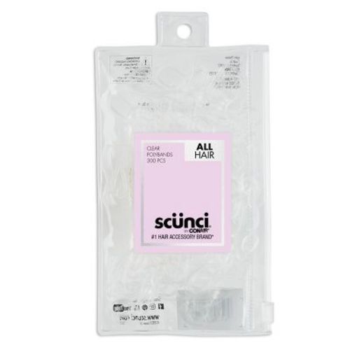 Scünci Mixed Size Polyband Elastic Hair Ties - Clear - 300pcs