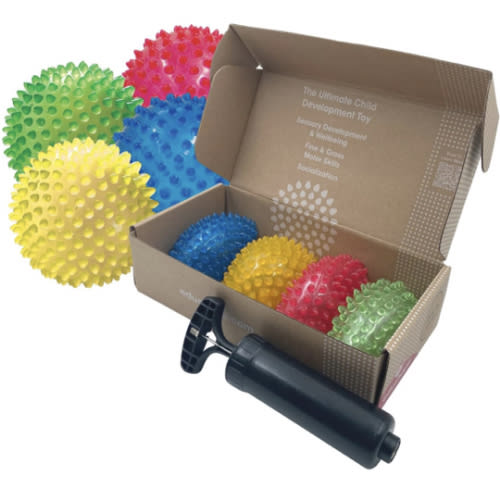 Amazon.com : Edushape The Original Sensory Ball for Baby - 4" Deflated with Pump See-Through Primary Color Baby Ball That Helps Enhance Gross Motor Skills for Kids Aged 6 Months & Up - Pack of 4 Toddler Ball : Toys & Games