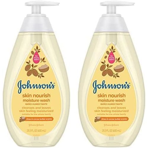 Johnson's Baby Skin Nourishing Moisture Baby Body Wash with Shea & Cocoa Butter, Hypoallergenic & Tear Free Baby Bath Wash, Paraben-, Dye-, Sulfate & Phthalate-Free, 20.3 fl. oz (Pack of 2)