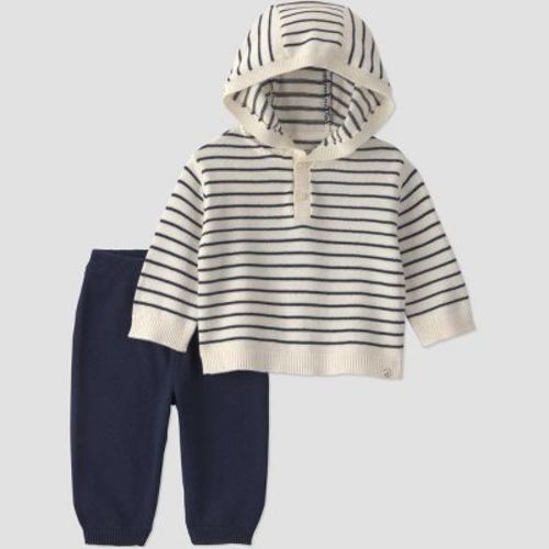 Little Planet By Carter's Baby Boys' 2pc striped hooded sweater and pants Set - Navy Blue 6M