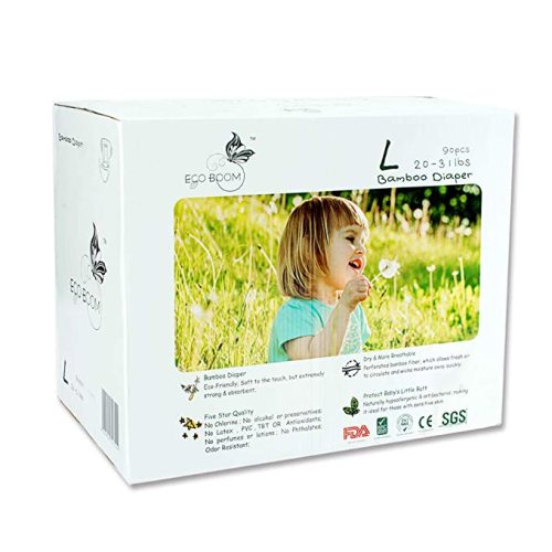 ECO BOOM Baby Bamboo Viscose Baby Diapers Infant Nature Disposable Diapers Eco Friendly Nappies for Babies 90 Count-Pack Size 4 Diapers(20-31lb)
