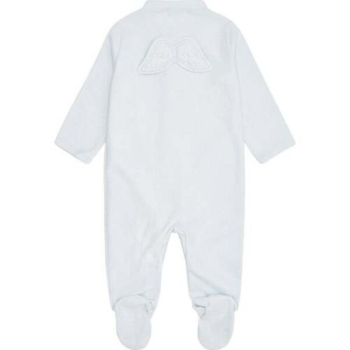 Pointelle Angel Wing Sleepsuit in Blue - Marie-Chantal | Maisonette