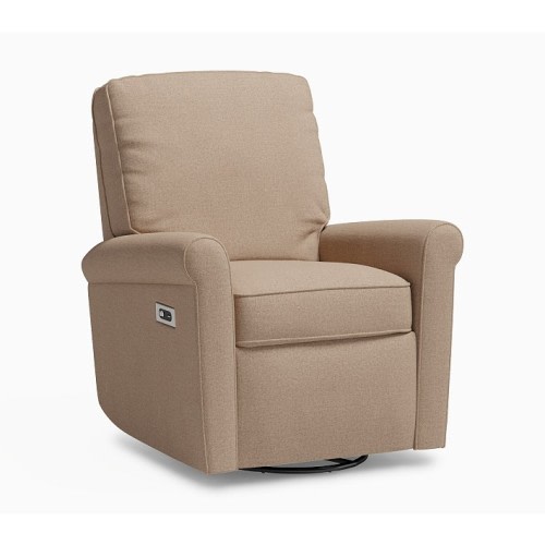 Comfort Small Space Power Recliner Performance Heathered Basketweave Latte