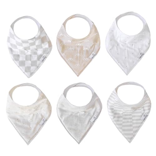 Copper Pearl Baby Bandana Bibs - 6 Pack Soft Cotton Baby Bibs for Drooling and Teething, Absorbent Drool Bibs for Baby Girl and Boy, Adjustable to Fit Newborns to Toddlers, Tons of Styles (Henry Set)