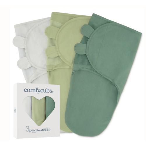 Easy Swaddle Blankets in Stone, Sage, Azul, Pack of 3 – Comfy Cubs
