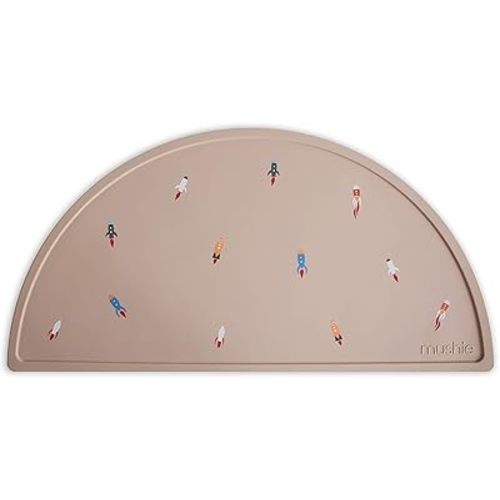 mushie Silicone Placemat for Kids | BPA-Free Non-Slip Design (Rocket Ship)