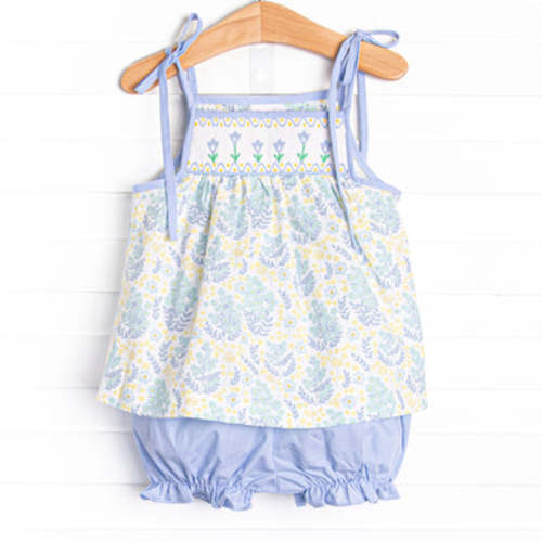 Timeless Tulips Smocked Bloomer Set, Blue – Stitchy Fish