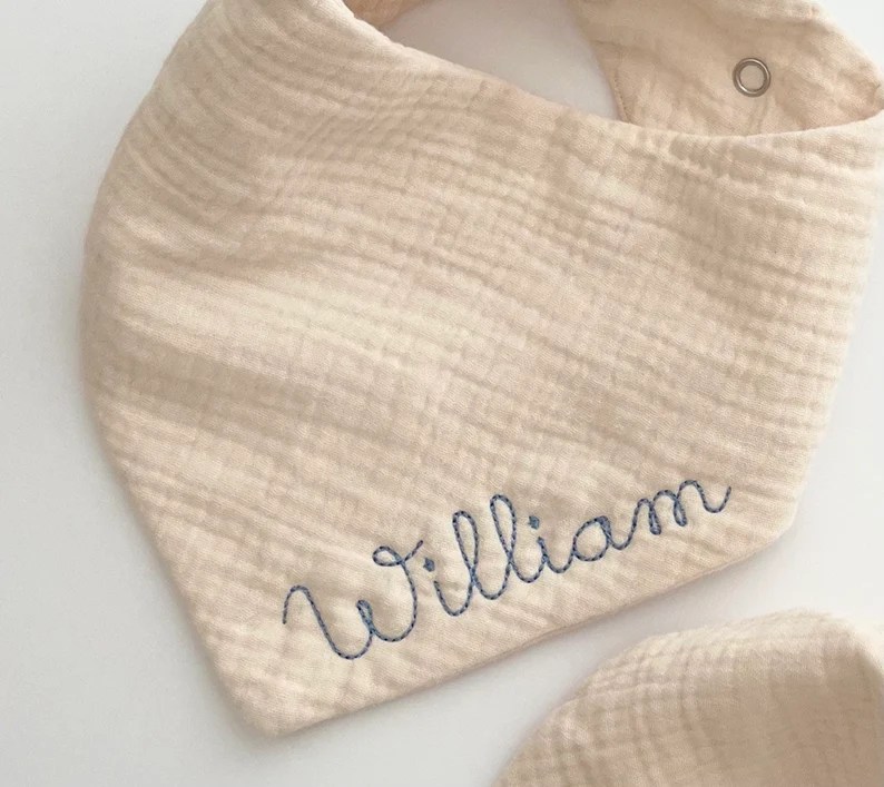 Personalized Embroidered Muslin Bib