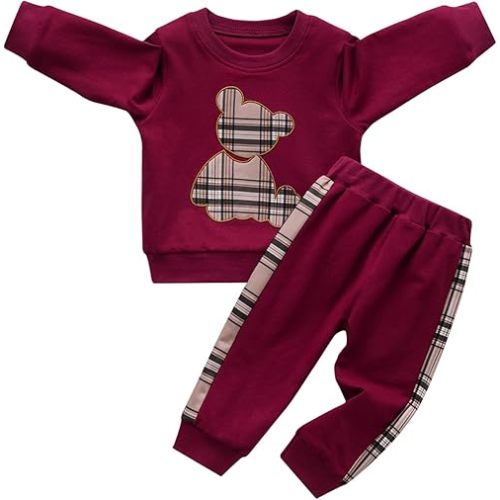 Toddler Baby Boy Clothes Infant Long Sleeve Bear Print Tops + Pants Sweatsuit Outfits