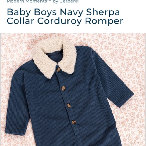 Baby Boys Navy Sherpa Collar Corduroy Romper – Gerber Childrenswear