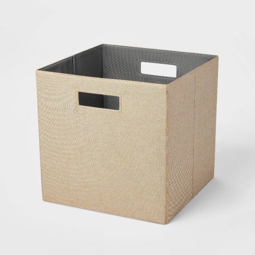13" X 13" Fabric Bin Linen Yarn Dye Taupe - Brightroom™: 13 Inch Storage Cube, Decorative Storage, No Assembly Required