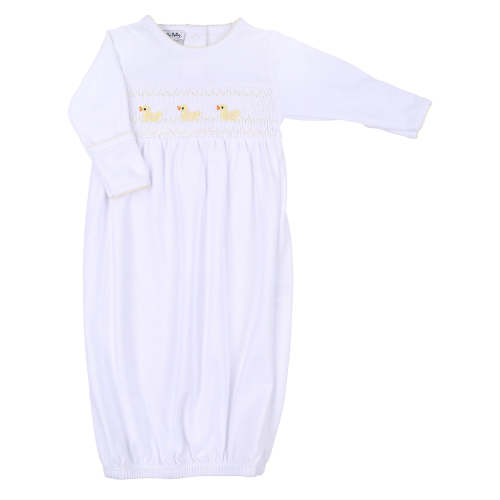 Just Ducky Classics Yellow Smocked Long Sleeve Gathered Gown