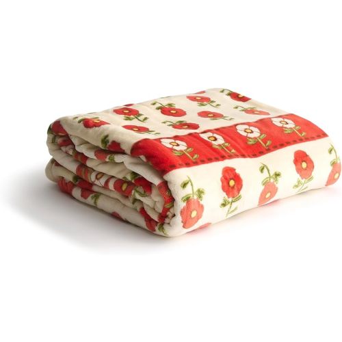Vera Bradley Oversized Throw Blanket, Tiny Poppies Stripe