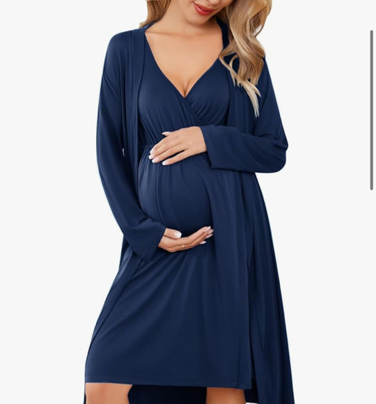 Ekouaer Maternity Nursing Gown and Robe Set Labor Delivery Nursing Nightgowns for Breastfeeding Pregnancy Clothes