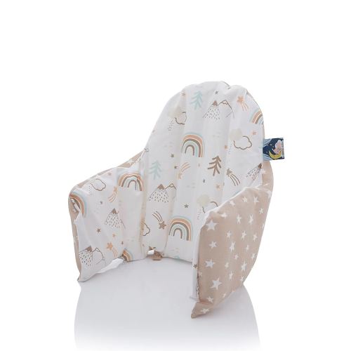 Cover– Washable & Reversible Cotton Cushion Cover for IKEA High Chair Accessories, Compatible with Antilop,Only Cover! (Brown Rainbow)