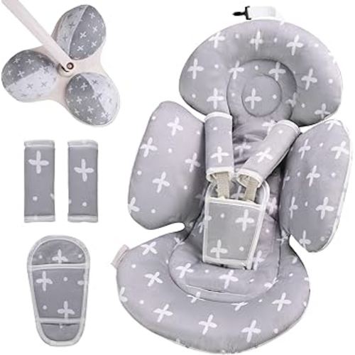 Infant Insert Compatible with 4moms Mamaroo Swing and Infant Carseat, Including 3 Replacement Balls, Reversible Newborn Insert for Baby Swing, Stroller, Bouncer, Soft Fabric - Gray