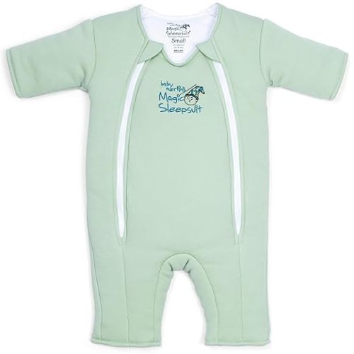Baby Merlin's Magic Sleepsuit Transition Swaddle Baby Sleep Suit for 3-6 Months - 100% Cotton Layers with Double Zipper for Easy Diaper Change - Comfortable Sleepwear for Back Sleeping - Sage Green