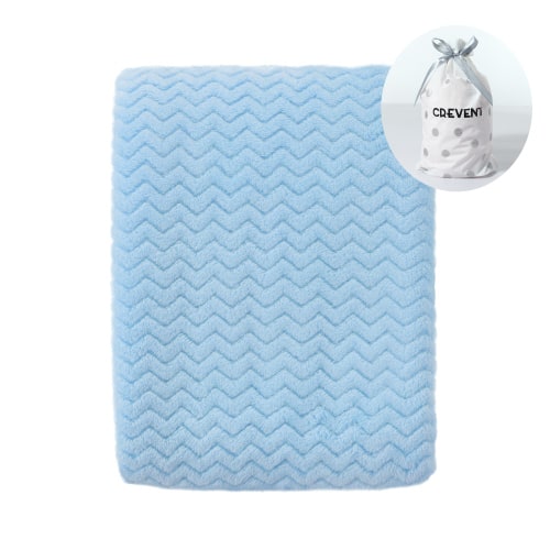 CREVENT 30''X40'' Cozy Fluffy Warm Fleece Infant Blanket for Girls & Boys Toddler Crib Cot Stroller (Wave Blue)