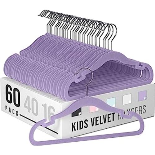 Neaterize Velvet Hangers 60 Pack Black - Heavy Duty Velvet Clothes