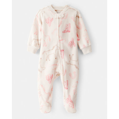 Baby Girl Cowgirl Print Loose Fit Long-Sleeve Sleep & Play - Cream - Carter's | Carter's