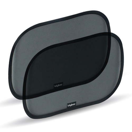 Lulyboo Car Window Shades for Baby - 2 Pack - 12"x19" Oval Cling Window Shades with UPF 50+, Black