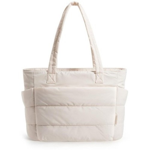 Itopfox Lightweight Puffy Tote Bag with Compartments, Quilted Shoulder Handbag for Women, Travel, Work, Gym, Beach