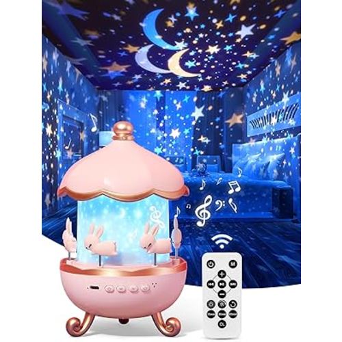 One Fire Luz nocturna para decoración de habitación de niños, 15 películas+10 máquina de sonido relajante, proyector de luz nocturna para bebé, luces nocturnas remotas para niños, para dormitorio,