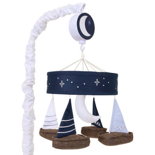 Little Skipper Sailboat & Moon Musical Baby Crib Mobile Soother Toy – Lambs & Ivy