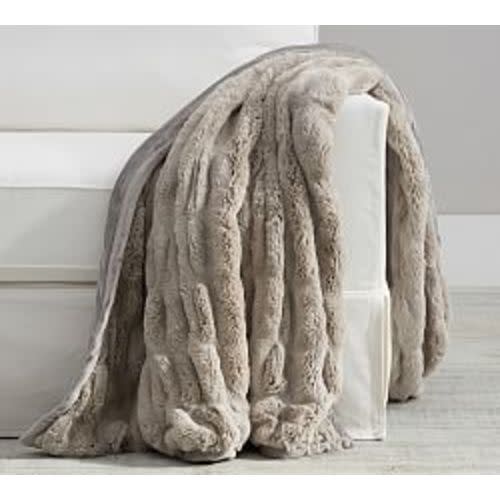 Faux Fur Ruched Throw
