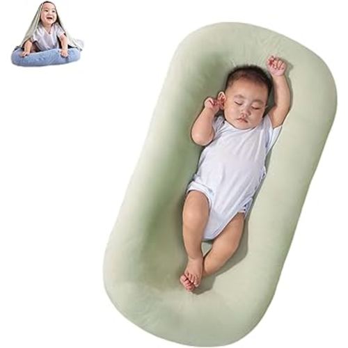 Baby Lounger Pillow Soft Organic Cotton Breathable Lounger for 0-18 Months, Newborn Lounger for Baby, Baby Lounger for Newborn (Green, 0-8Months)