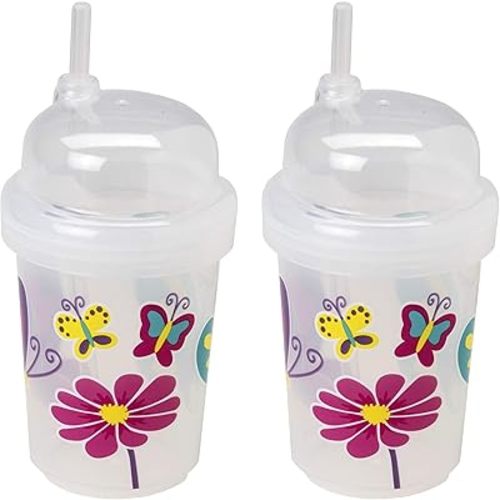 8 oz Zoomi Straw Sippy Cup, Butterflies Style, 2 pack