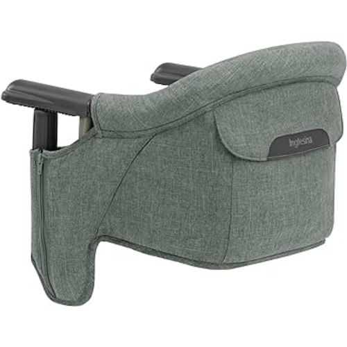 Inglesina Fast Table Chair, Pine Green Melange - High Chair for Babies & Toddlers 6-36 Months - Fits Tables 0.8'' to 3.5'' Thick - Collapsible, Portable Design - includes Travel Bag - BPA Free