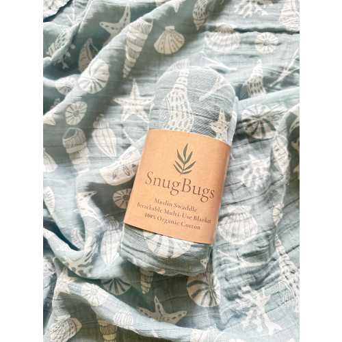 Seashell Organic Cotton Swaddle Blanket