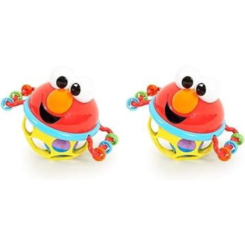 Bright Starts Sesame Street Jingle & Shake Elmo BPA-Free Easy Grasp Baby Rattle, Ages 3-12 Months (Pack of 2)