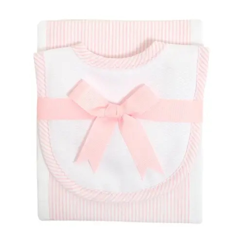 3 Marthas Lamb Drooler Bib & Burp Set - Pink | Berings