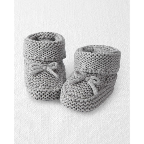 Baby Organic Cotton Crochet Booties in Gray | Carter's
