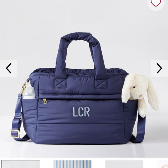 Mark and Graham: lightweight puffer diaper bag in navy