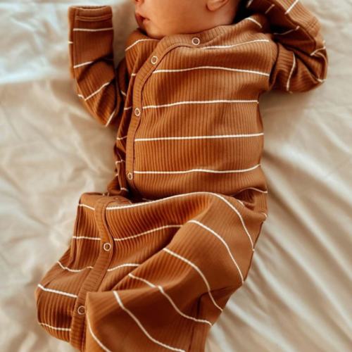 Saddle Stripe / Organic Ribbed Gown – SpearmintLOVE