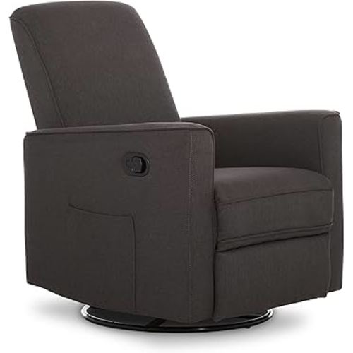 Evolur Raleigh Upholstered Nursery Glider, Swivel, Rock, Recliner, Tool Free Assembly, Greenguard Gold Certified Charcoal