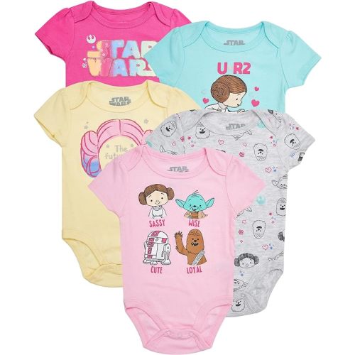 STAR WARS Baby Girls Bodysuits 5-Pack - 3-6 Months