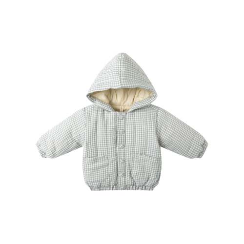 Hooded Woven Jacket | Blue Gingham