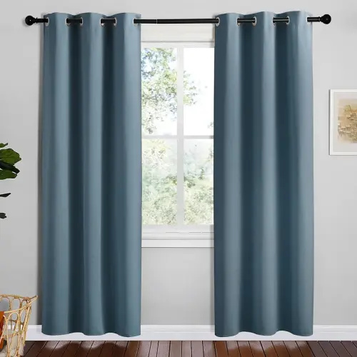 NICETOWN Smoky Blue Blackout Curtains 78 inches Length for Bedroom, 2 Panels, 42" Wide, Thermal Insulated Decoration Drapes for Office Window