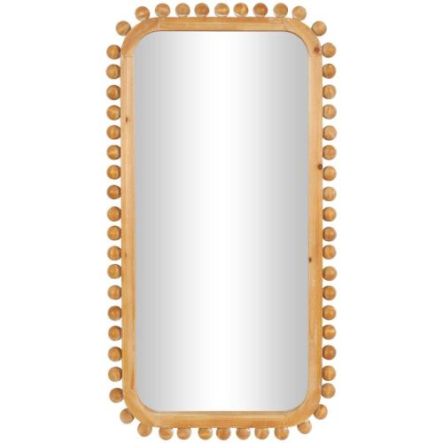 45"x24" Wood Wall Mirror with Beaded Frame Brown - Olivia & May: Decorative Rectangular Wall-Mount