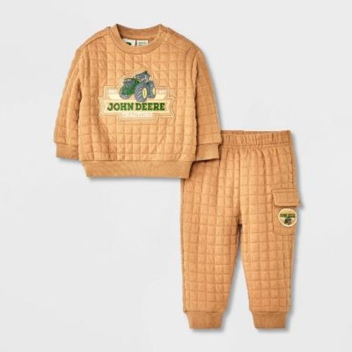 Baby Boys' 2pc John Deere Tractors Pullover & Bottom Set - Orange 6-9M