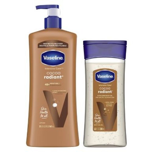 Vaseline Intensive Care Cocoa Radiant 6.8 fl oz Body Gel Oil + 32 fl oz Moisturizing Body Lotion