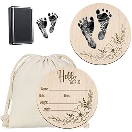 Newborn Birth Announcement Sign,Personalized Baby Announcement,Custom Engraved Wooden Baby Name Sign,Newborn Photo Props, Hello World Newborn Announcement for Hospital (BAS 02)