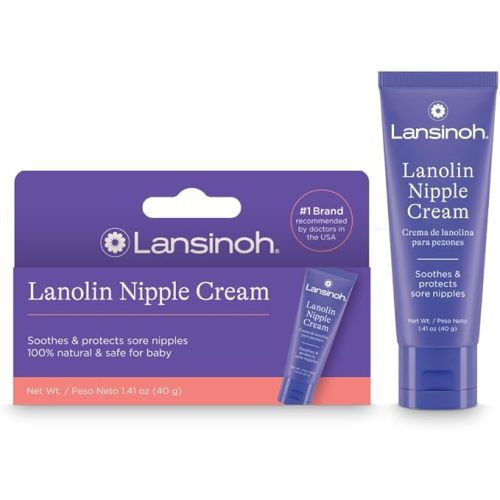 Lansinoh Lanolin Nipple Cream Safe for Breastfeeding Baby, 100% Natural Nipple Butter for Mom, Breastfeeding Essentials, 1.41 Ounces - Lanolin 1 Count