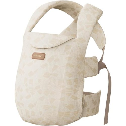 Momcozy Newborn Carrier WeeSnug - Lightweight and Cozy Comfort for 7-25 lbs, Ergonomic Cross-Back Support, Jacquard Weave, Hands-Free Baby Carrier with Lumbar Support, Geometry