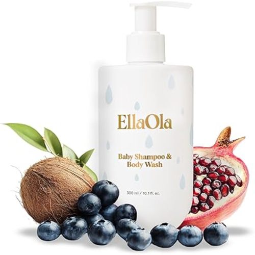 ELLAOLA Tear Free Baby Shampoo & Body Wash - Organic, Hypoallergenic Baby + Kid Soap Hydrates & Nourishes While Gently Cleansing Sensitive Skin, Fragrance Free | 10.1 fl. oz.